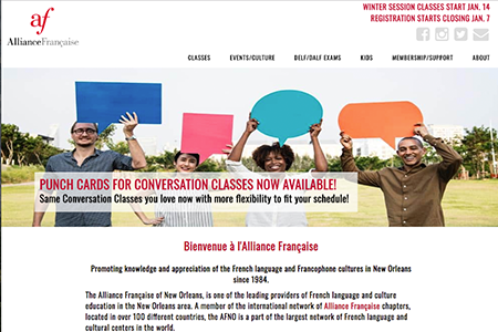 Alliance Française de la Nouvelle-Orléans Website Screenshot